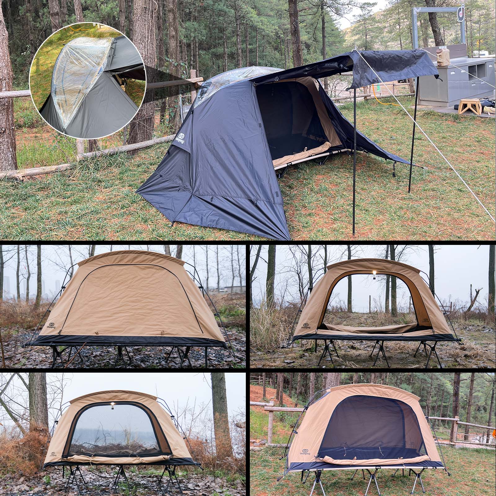 タイムセール中】GOGlamping SKY EYE CT 自立式 コットテント TC